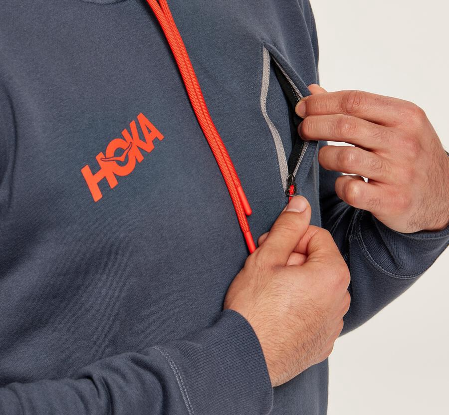 Sweat À Capuche Hoka One One Performance Homme - Bleu - IVY-974685